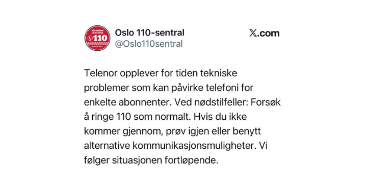 Problemer med mobilnettet kan påvirke nødnummeret 110